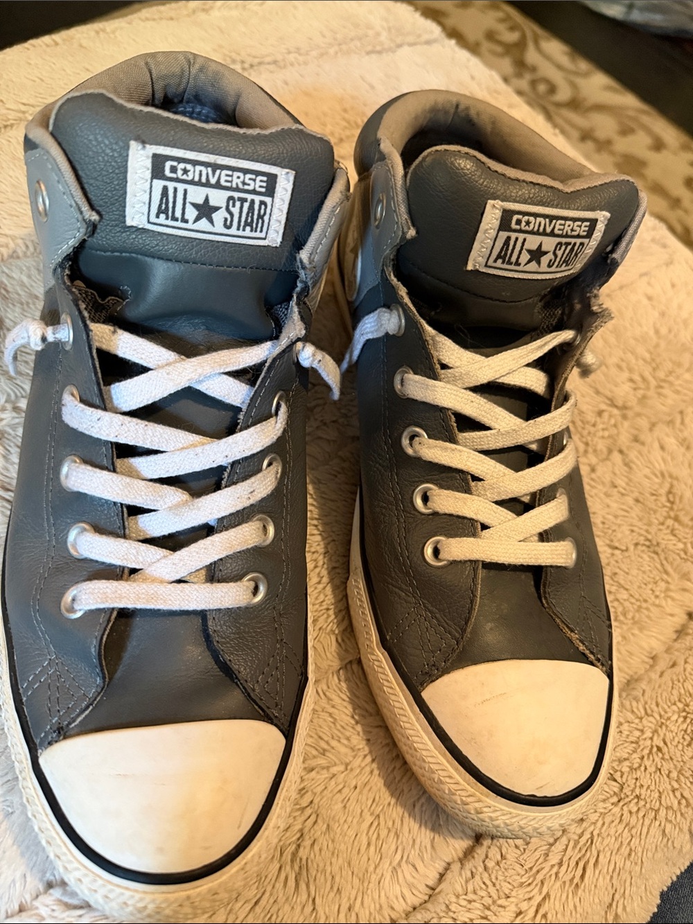 Converse Men’s Gray and White High-Top Sneakers
